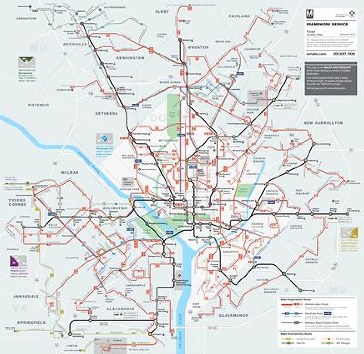 dc metro, autobus mapa
