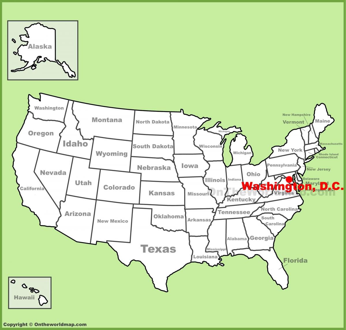 washington dc buruzko mapa amerikan