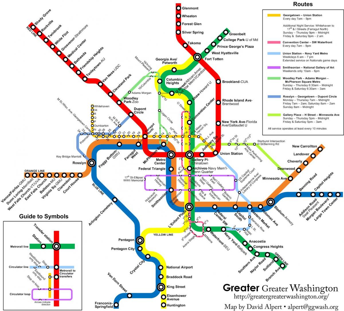 washington metro, autobus mapa