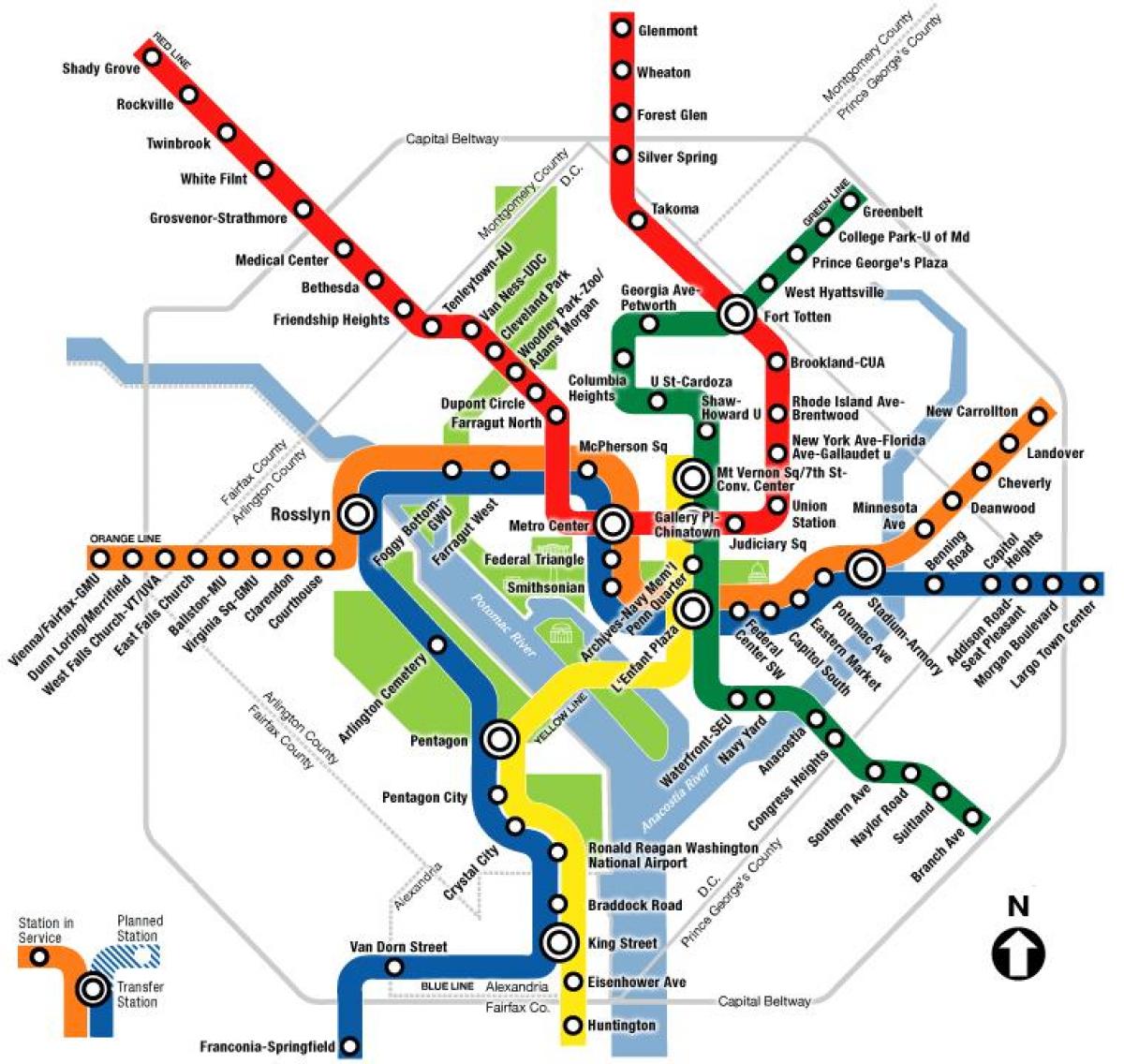 wa dc metro mapa