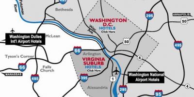 Washington dc area aireportuak mapa