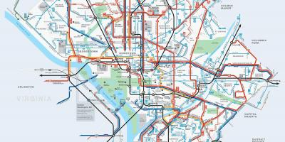 Washington dc autobus ibilbide mapa